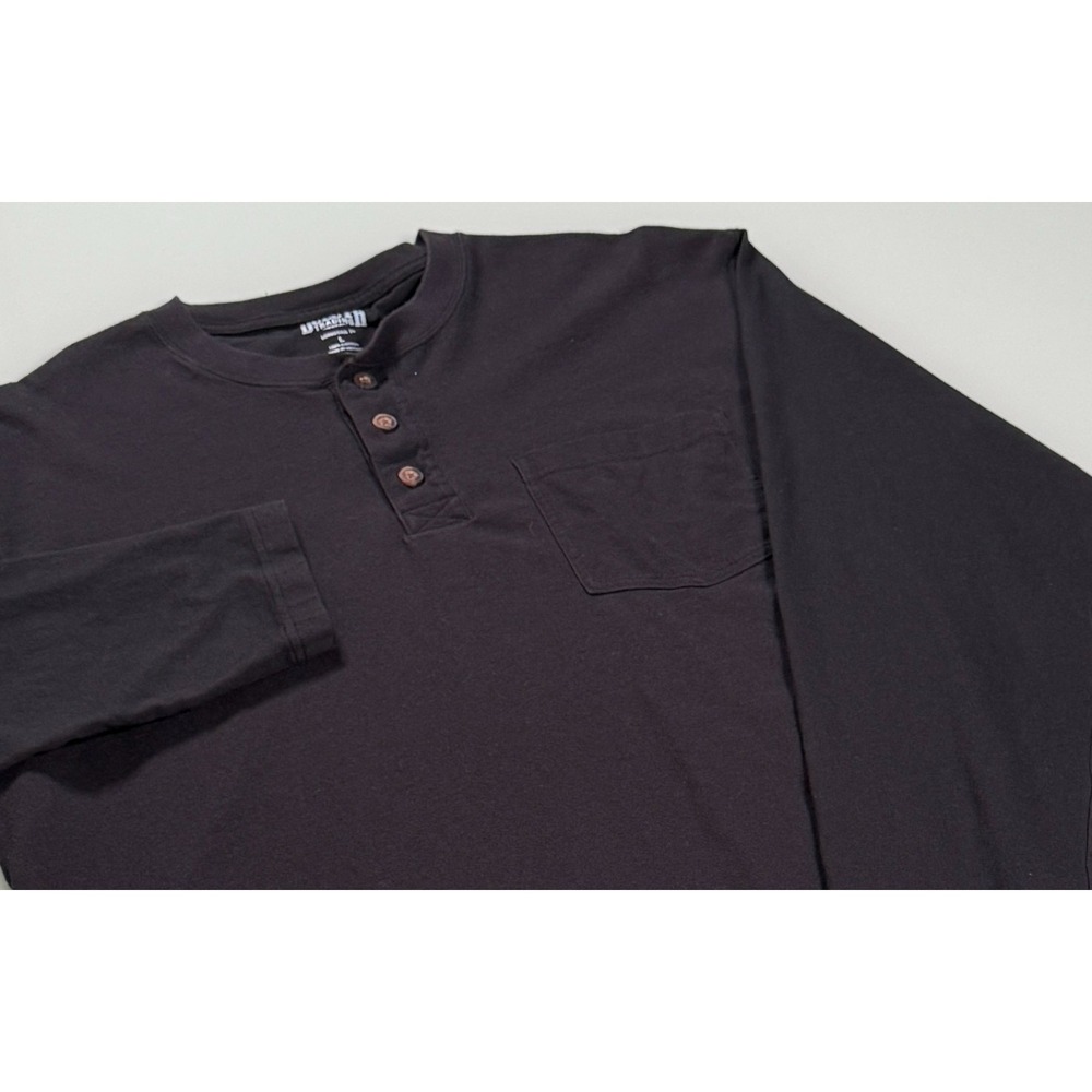 Duluth Trading Co Longtail T Mens Large Black Long Sleeve Henley Shirt 56014